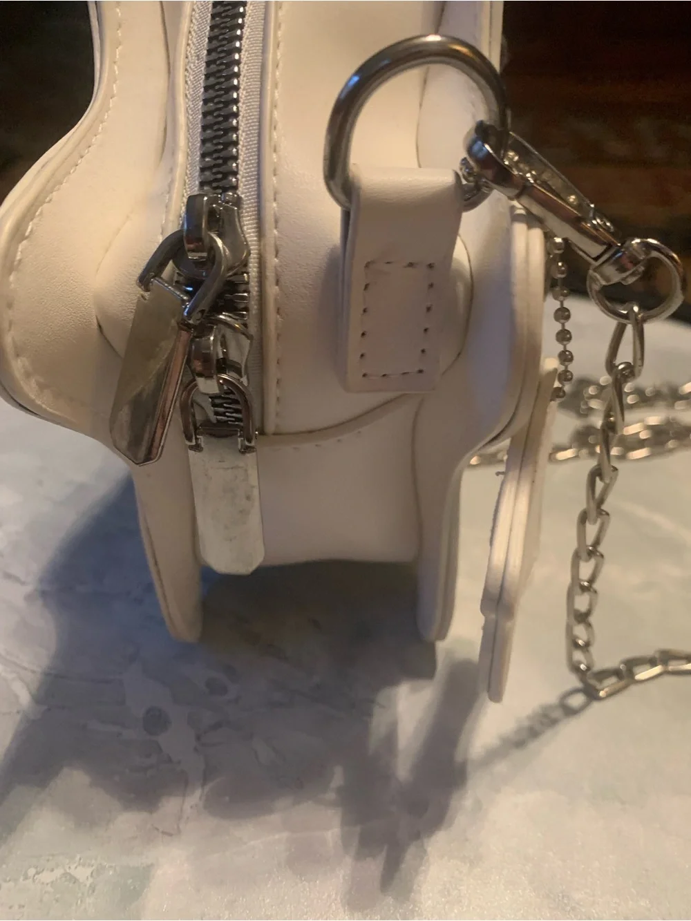 Star-Shaped Leather Crossbody Bag in White
